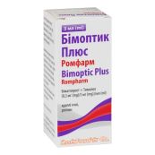 Бімоптік Плюс краплі очні 0,3 + 5 мг / мл фл.3мл №1