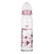 BABY-NOVA 43706-1 БУТЫЛОЧКА 240МЛ ДЕВ. СТЕКЛО ДЕКОР 7067