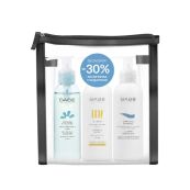 Набір для обличчя та тіла BABE Laboratorios Очищення з косметичкою в подарунок (мило, гель та шампунь)