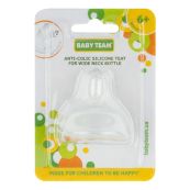 Соска силиконовая антиколиковая Baby Team 2026 для бутылок с широким горлом с 6 месяцев №1