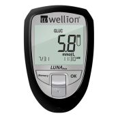 Набор для тестирования уровня глюкозы, холестерина и мочевой кислоты в крови Wellion LUNA Trio черный