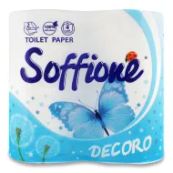 Туалетний папір Soffione dekoro білий з блакитним №4