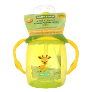 Поильник-непроливайка Baby Team с трубочкой и ручками 250 мл 5003