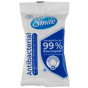 Салфетки влажные Smile antibacterial с д-пантенолом №15