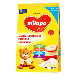 Каша молочна Milupa суха швидкорозчинна рисова з бананом 210 г