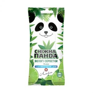 Салфетки влажные для рук Снежная Панда лайм №15