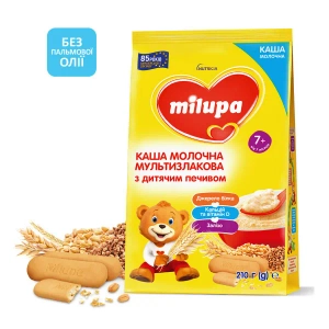 Каша молочна суха Milupa мультизлакова з дитячим печивом для дітей від 7 місяців 210 г