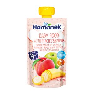 Пюре Hamanek яблуко з персиком та бананом пауч 120 г