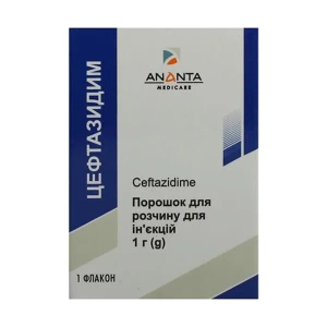 Цефтазидим порошок для раствора для инъекций 1 г флакон №1
