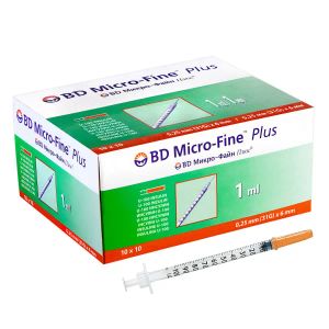 Шприц инъекционный инсулиновый BD Micro-fine plus 1 мл U-100 с иглой 31 G (0,25 мм х 6 мм) №1