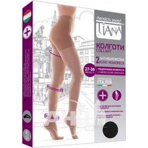 Компресійні колготки Tiana 27-36мм 340 den чорні розмір 4