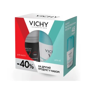 Набор антиперспирантов шариковых Vichy Мужской 72 часа защиты 50 мл и Женский 48 часов защиты 50 мл