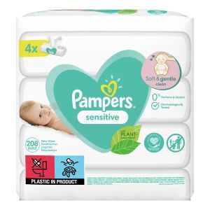 Влажные салфетки Pampers Sensitive №4x52