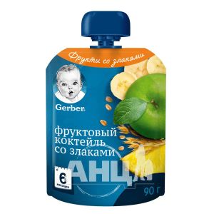 Пюре Gerber фруктовий коктейль зі злаками 90 г