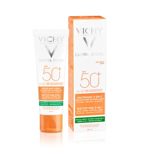 Сонцезахисний матуючий крем 3-в-1 Vichy Капіталь Солей SPF 50+ для жирної проблемної шкіри 50 мл