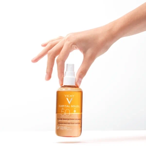 Солнцезащитный водный двухфазный спрей Vichy Капиталь Солей SPF 50+ для лица и тела с бета-каротином 200 мл