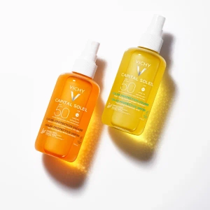 Солнцезащитный водный двухфазный спрей Vichy Капиталь Солей SPF 50+ для лица и тела с бета-каротином 200 мл