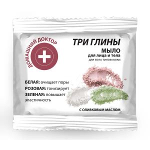 Мыло для лица и тела Домашний Доктор три глины 70 г