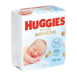 Серветки вологі дитячі Huggies Extra Care Sensitive №168 (56*3)
