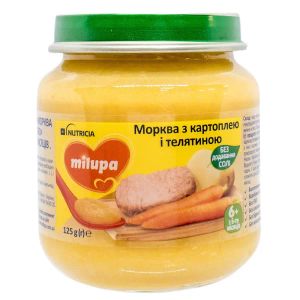 Пюре дитяче морква, картопля та телятина Milupa з 6 місяців 125 г