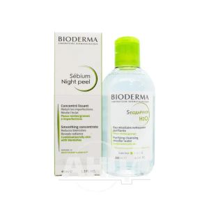 Набор для лица Bioderma Sebium пилинг ночной 40 мл + H2O 250 мл