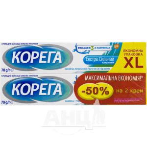 Крем для фіксації зубних протезів Корега екстра 70 мл 1 + 1