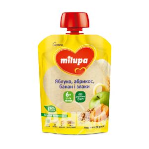 Пюре Milupa яблуко, абрикос, банан, злаки 80 г