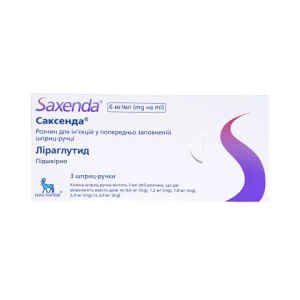 Саксенда раствор для инъекций 6мг/мл 3 мл картридж в шприц-ручке №3