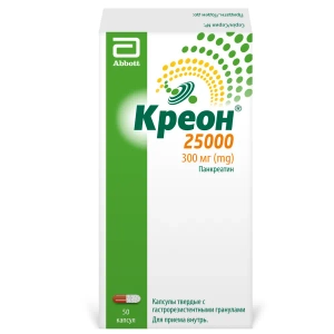 Креон 25 000 капсулы твердые с гастрорезистентными гранулами 300 мг блистер №50