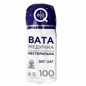 Вата медична нестерильна BigQ зіг-заг 100 г