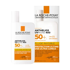 Легкий солнцезащитный флюид La Roche-Posay Антелиос UVA 400 SPF 50+ устойчивый к воде и поту для чувствительной кожи лица 50 мл