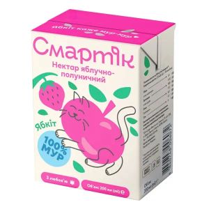 Нектар Смартік Яблучно-полуничний з м'якоттю та цукром 200 мл