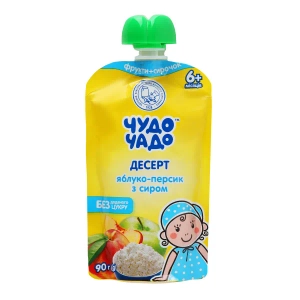 Десерт Чудо-Чадо Яблоко-Персик с сыром в мягкой упаковке 90 г