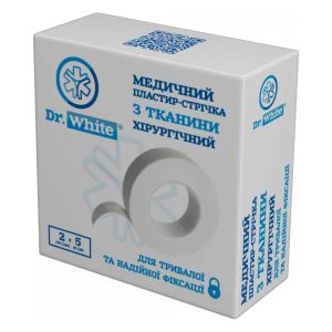 Медичний пластир-стрічка з тканини хірургічний Dr. White 2 см х 5 м