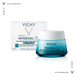 Насыщенный крем Vichy Mineral 89 Rich Увлажнение 72 часа для сухой и очень сухой кожи лица 50 мл