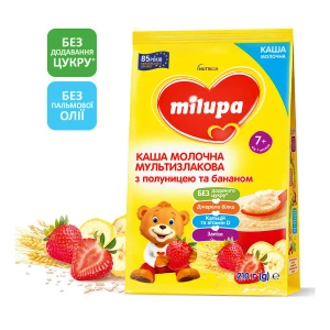 Каша молочная сухая Milupa мультизлаковая с клубникой и бананом для детей от 7 месяцев 210 г