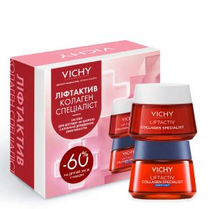 Набор Vichy Лифтактив Специалист Антивозрастной крем для коррекции видимых признаков старения кожи лица 50 мл и Ночной антивозрастной крем-уход с эффектом коррекции морщин 50 мл
