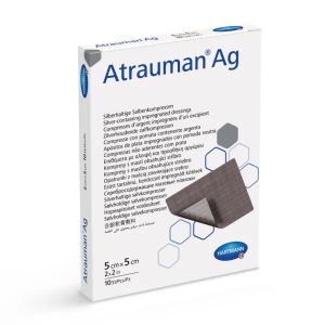 Повязка атравматическая из нетканого материала, пропитанная серебром Atrauman Ag 5 см x 5 см №3