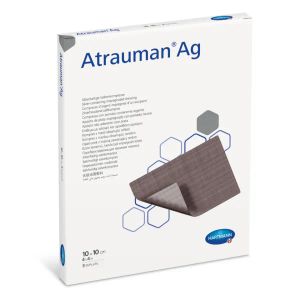 Повязка атравматическая из нетканого материала, пропитанная серебром Atrauman Ag 10 см x 10 см №3