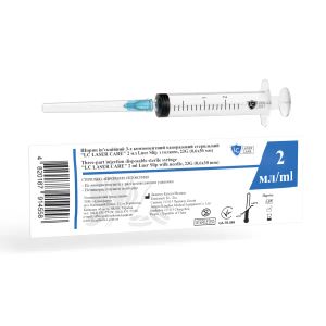 Шприц 2 мл 3-х компонентный LC Laser Care Luer Slip игла 23G (0,6 х 30 мм) №1