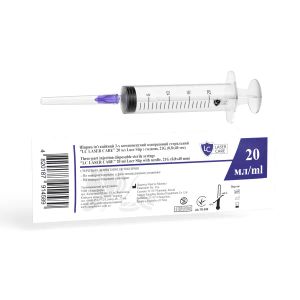 Шприц 20 мл 3-х компонентный LC Laser Care Luer Slip игла 21G (0,8 х 40 мм) №1