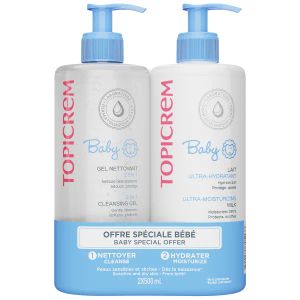 Набір Топікрем Topicrem Захисне зволожувальне молочко 500 мл + Гель для купання 500 мл