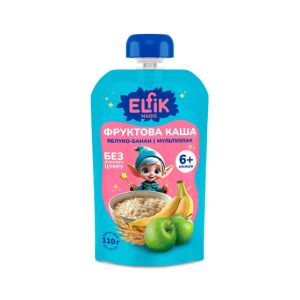Каша фруктова Ельфік Elfik Magic яблуко, мультизлакова каша та банан дой-пак 110 г