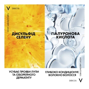 Дерматологічний шампунь-кондиціонер 2 в 1 Vichy Деркос проти лупи для усіх типів волосся та подразненої шкіри голови 200 мл