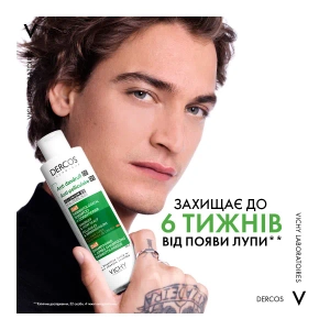 Дерматологічний шампунь-кондиціонер 2 в 1 Vichy Деркос проти лупи для усіх типів волосся та подразненої шкіри голови 200 мл