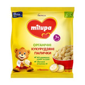 Палочки кукурузные для детей Milupa банан и витамин B1 с 7 месяцев 20 г