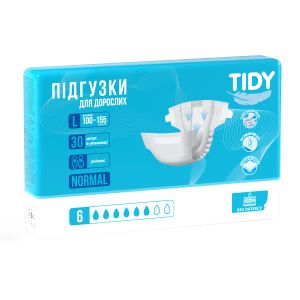 Подгузники для взрослых Tidy Normal размер L (100 - 155 см) №30