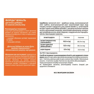 Фиорда Вокаль пастилки для рассасывания со вкусом апельсина №30