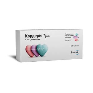 Кордерія Тріо таблетки 4 мг/1,25 мг/10 мг блістер №30