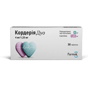 Кордерия Дуо таблетки 4 мг + 1,25 мг блистер №30